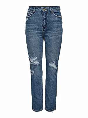 Only Onlemily HW St Crop An DEST Mae1921 Noos Jeans, Medio De Mezclilla Azul, 27W x 34L para Mujer