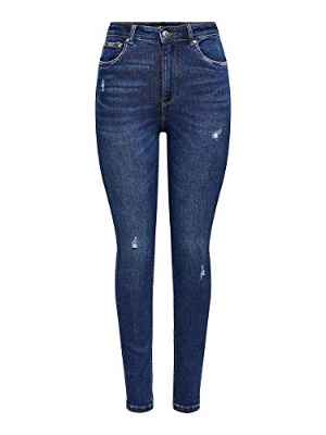 Only Onlmila Life HW SK ANK Bj374 Noos Pantalones, Dark Azul Denim, 29W x 32L para Mujer