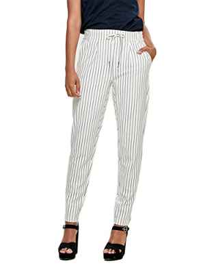 ONLY Onlpoptrash Easy Rush Stripe Pnt Noos, Pantalones Mujer, Multicolor (Cloud Dancer Stripes:Black), 42 /L32 (Talla del fabricante: X-Large)