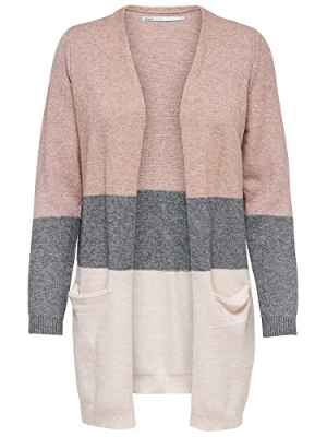 Only Onlqueen L/s Long Cardigan Knt Noos Chaqueta Punto, Multicolor (Misty Rose Stripes:W. MGM/Cloud Pink Melange), 36 (Talla del Fabricante: X-Small) para Mujer