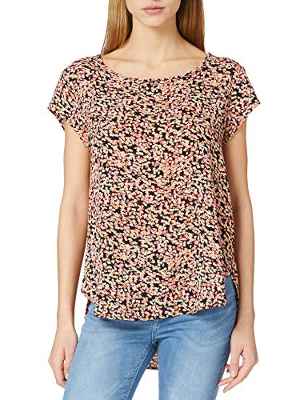 Only Onlvic SS AOP Top Noos Wvn Camiseta, Black/AOP:Scarlet Neon Ditsy, 44 para Mujer