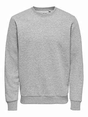 Only & Sons Onsceres Life-Cuello Redondo Sudadera, Gris Claro, M para Hombre