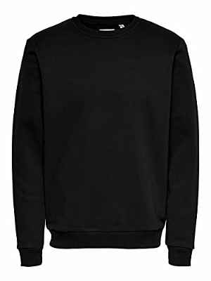 Only & Sons Onsceres Life-Cuello Redondo Sudadera, Negro, XL para Hombre