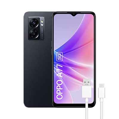 OPPO A77 5G - Teléfono Móvil Libre, 4GB+64GB, Cámara 48+2MP, Smartphone Android, Batería 5000mAh, Batería 5000mAh, Carga Rápida 33W, Dual SIM - Negro