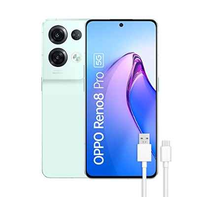 OPPO Reno8 Pro 5G - Teléfono Móvil Libre, 8GB+256GB, Cámara 50+8+2+32MP, Smartphone Android, Batería 4500mAh, Carga Rápida 80W, Dual SIM - Verde