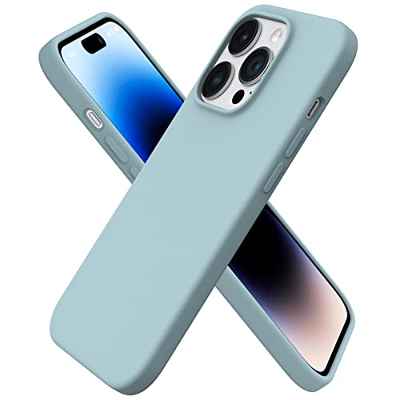 ORNARTO Funda Compatible con iPhone 14 Pro 6,1" 2022 Silicona, Protección de Cuerpo Completo,Carcasa de Silicona Líquida Suave Antichoque Case Verde Oliva