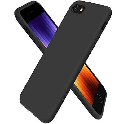 ORNARTO Funda para iPhone SE 3 2022 5G Silicone Case, Protección de Cuerpo Completo,iPhone 7/8 Carcasa de Silicona Líquida Suave Antichoque para SE(2022)/SE(2020) 4,7 Negro