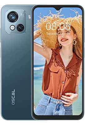 OSCAL C80 Moviles Baratos y Buenos, 8+128GB Smartphone Android 12 Go, Cámara 50+8MP, 6.5'' Pantalla HD+ 90Hz, 5180mAh Batería, 18W Carga Rápida, Telefono Movil 4G Dual SIM, Fingerprint, Face ID