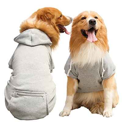 Oslueidy Sudaderas con Capucha para Perros, Ropa para Mascotas, Abrigo de Invierno, suéter cálido para Perros, Traje de Nieve para Cachorros, Perros pequeños, medianos y Grandes (L, Gris)