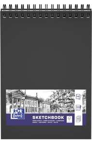 Oxford, Cuaderno para Bocetos, Tapa dura con doble espiral (50 hojas, 100 g), color negro