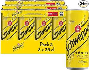 Pack 24 Schweppes Tónica Original, Bebida Refrescante - Lata, 24 x 33 cl