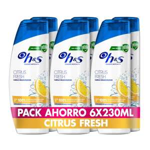 Pack 6 H&S Champú Anticaspa Citrus Fresh, Hasta Un 100% De Protección Contra La Caspa, 230 ml