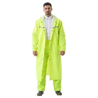 Pahajim Largo Impermeable Reutilizable Chubasquero,para La Lluvia Portátil para Adultos Adolescentes Sobretodo,con Reflectantes Tiras,Transpirable,para Exterior,Senderismo (3XL, verde)