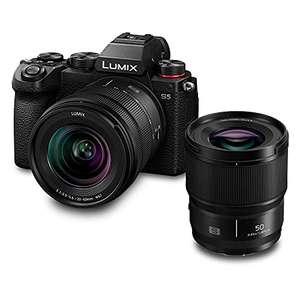 Panasonic LUMIX DC-S5 S5 Cámara sin Espejo de Marco Completo, grabación de Video 4K 60P con Pantalla abatible, 20-60mm F3.5-5.6 y 50mm F1.8