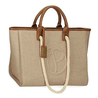 Pepe Jeans Dina Bolso Tote Beige 40x29x20 cms Piel sintética