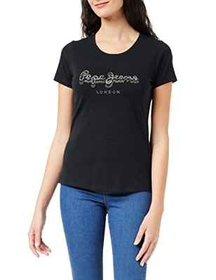 Pepe Jeans PL504434 Camiseta, Black, XS para Mujer