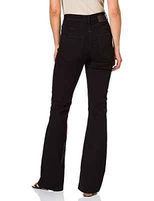 PIECES Pcpeggy Flared HW Bl-Vi Noos BC-Pantalones Vaqueros Jeans, Negro, XL para Mujer