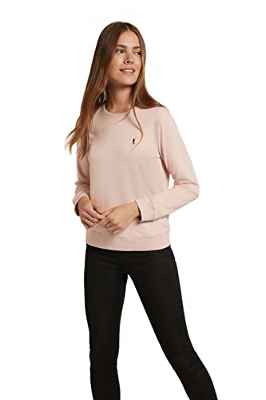 POLO CLUB Sudadera en algodón orgánico Rosa Pastel con Cuello Redondo de Mujer