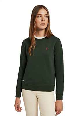 POLO CLUB Sudadera en algodón orgánico Verde Botella con Cuello Redondo de Mujer