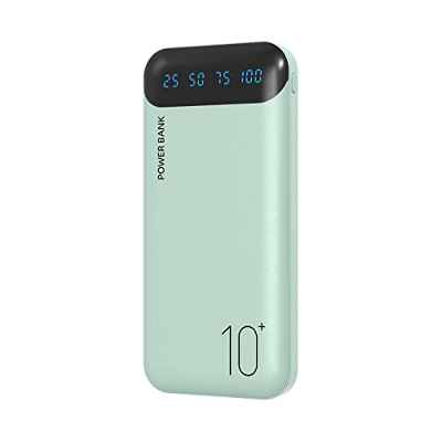 Power Bank 10000mAh Cargador Portátil Batería Externa con 2 Salidas USB 2.4 A y Entrada USB C Compatible con Huawei iPhone 12 11 X iPad Samsung Galaxy S20 Android Tablet Plus (Blanco)