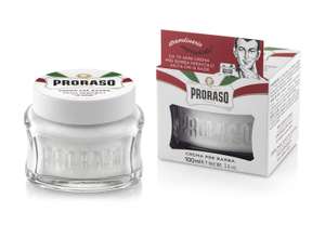 Proraso Crema pre afeitado, 100 ml, crema facial hombre para piel sensible, crema barba con extractos de avena y té verde, blanco