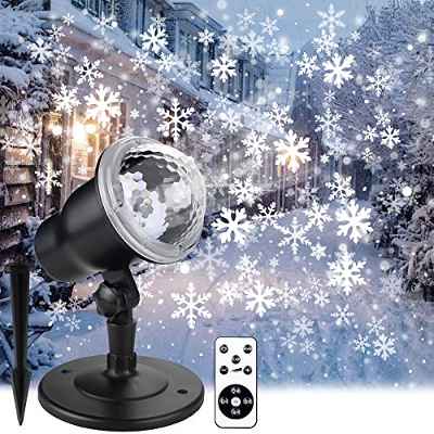 Proyector Luces Navidad Exterior, Led Proyector Copos de Nieve con Control Remoto, Impermeable IP44 Exterior y Interior, Decoración para Fiesta, Festivos