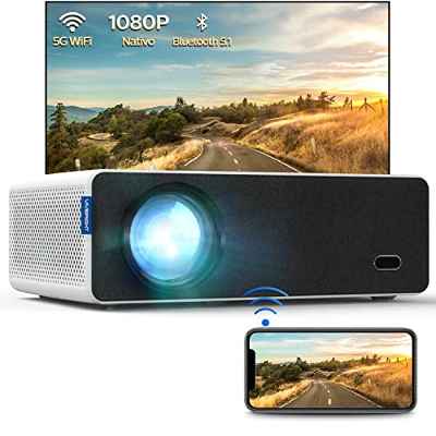 Proyector WiFi Bluetooth, VIVIBRIGHT D5000 Proyector 1080P Nativo 600 ANSI Lumen, Proyector 4K Soporte con 10W Speaker, Proyector Cine en Compatible con HDMI/USB/VGA/iOS/Android/TV Stick