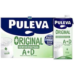 Puleva Leche Semidesnatada Vitaminas A+D - Paquete 6 x 1 L - Total: 6 L