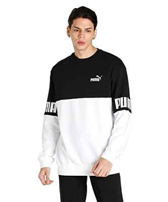 PUMA Power Colorblock Crew TR Sudadera, Hombre, Black, l