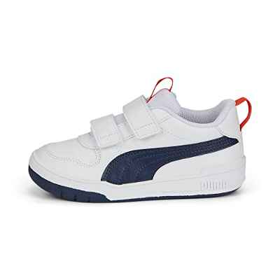 PUMA Puma Multiflex SL V PS, Zapatillas deportivas, Unisex niños, Puma White-Peacoat-Puma Red, 28 EU