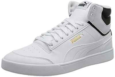 PUMA Puma Shuffle Mid, Zapatillas Unisex adulto, Blanco Puma White Puma White Puma Black Puma Team Gold, 45 EU