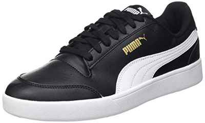 PUMA Shuffle, Zapatillas Unisex Adulto, Negro Black White Team Gold, 45 EU