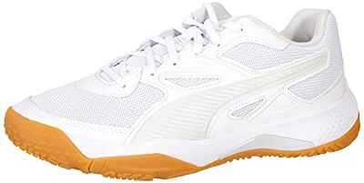 PUMA Solarflash, Zapato de Tribunal Interior Unisex Adulto, Blanco Nimbus Cloud, 46 EU