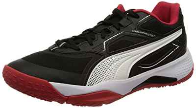 Puma Solarstrike, Zapatillas de Balonmano Unisex Adulto, Black High Risk Red, 42.5 EU