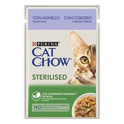 Purina Cat Chow - Comida húmeda para Gatos esterilizado con Cordero 26 x 85 gr