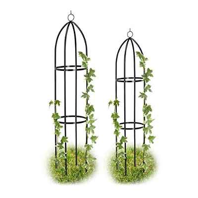 Relaxdays, Negro Set de Dos Soportes para Plantas, Enrejado para jardín, Arco para trepadoras, Impermeable, 139 x 149 cm