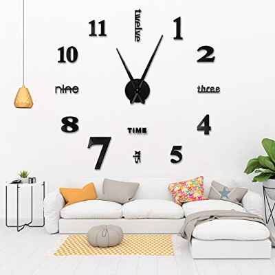 Reloj de Pared SOLEDI 3D DIY Reloj de Etiqueta de Pared Decoración Ideal Para la Casa Oficina Hotel Restaurante, llenado Pared Vacía 3D Reloj (Plata y Negro)