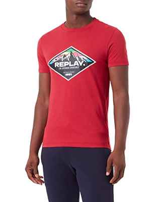 REPLAY M6299 Camiseta, 665 Chili Red, XL para Hombre