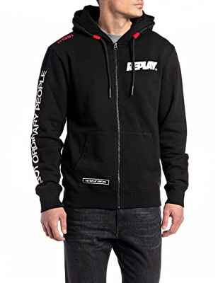 REPLAY M6316 Sudadera con Capucha, 098 Negro, XL para Hombre