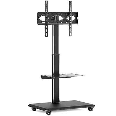 RFIVER Soporte TV con Ruedas para Televisiones de 26 32 40 42 43 47 49 50 55 Pulgadas Soporte TV Suelo Soporte Pie TV con 2 Baldas, la Placa Giratoria y Altura Ajustable MAX VESA 400x400mm