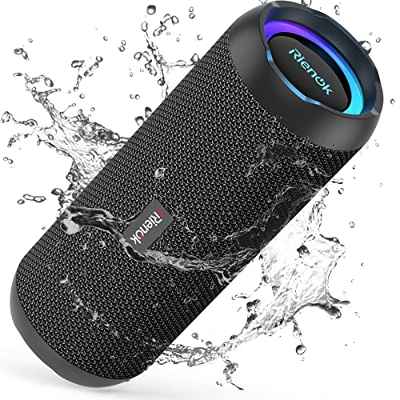 RIENOK Altavoz Bluetooth 5.3 Altavoz Inalámbrico Portátil Impermeable IPX7, Bass, Sonido Estéreo, Apoya Micro SD AUX