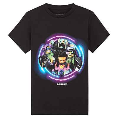 Roblox Camiseta Niño, Ropa Niño 100% Algodón, Camisetas Niño Manga Corta (Negra, 13-14 años)