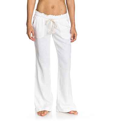 Roxy Oceanside Pantalón De Lino con Pata Ancha, Mujer, Blanco (Sea Salt), M