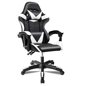 RR TLV-AM-CGC11-WHITE Silla Gaming reclinable en 4 colores diferentes para elegir: Blanco/negro,rosa,rojo y negro