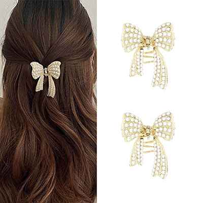 Runmi Pinzas Para el Pelo 2 Pinzas Pelo Mujer Perlas Antideslizantes pinzas para el cabello Pinzas para el pelo de Garra de Pelo para el pelo Accesorios para el Cabello para Mujeres y Niñas