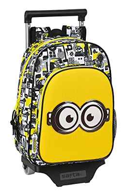 Safta Mochila Infantil de Minions con Carro 705, 260x110x340 mm, Blanco/Negro/Amarillo