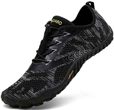 SAGUARO Hombre Mujer Barefoot Zapatillas de Trail Running Minimalistas Zapatillas de Deporte Fitness Gimnasio Caminar Zapatos Descalzos para Correr en Montaña Asfalto Escarpines de Agua, Negro, 43 EU