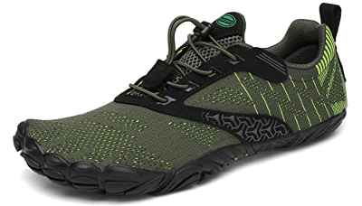 SAGUARO Hombre Mujer Barefoot Zapatillas de Trail Running Zapatos Minimalista de Deporte Cómodas Ligeras Calzado de Correr en Montaña, Verde 44 EU