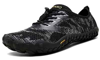 SAGUARO Hombre Mujer Zapatillas Barefoot Minimalistas Calzado de Training Ligeras Cómodas para Caminar Senderismo Ciclismo Trail Running Trekking Playa Agua Exterior Interior, Ébano Negro, 44