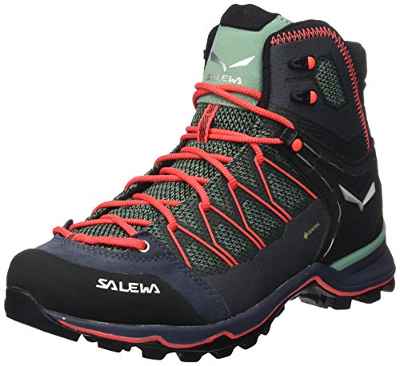 Salewa WS Mountain Trainer Lite Mid Gore-TEX Botas de Senderismo, Feld Green/Fluo Coral, 41 EU